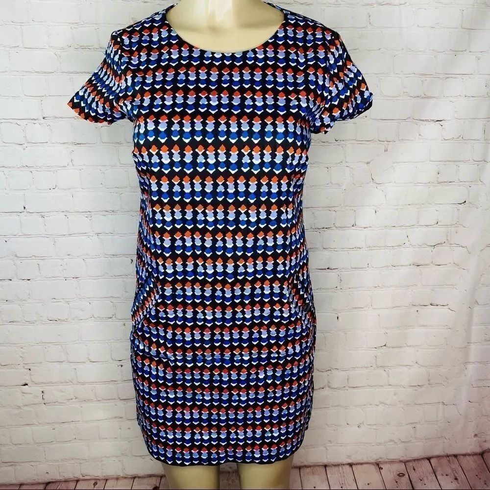 Shoshanna Geometric Print Short Sleeve Shift Dress size 2